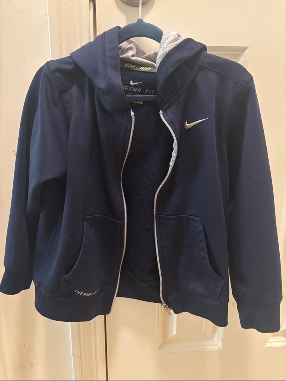 1 hr sal sz 7 Nike Kids Navy Blue Therma-FIT Full-Zip Hoodie hoodie flawless EUC